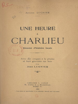 cover image of Une heure à Charlieu, résumé d'histoire locale